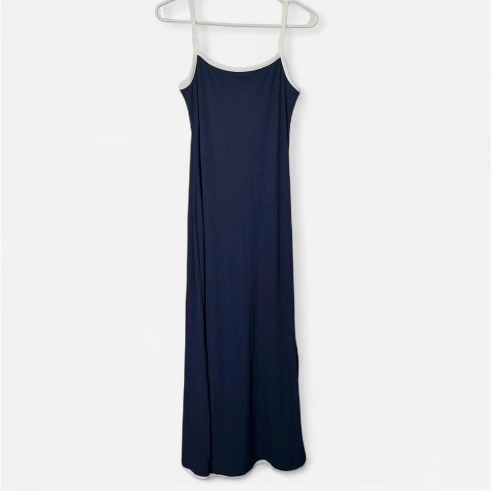 Navy Blue Ribbed Maxi‎ Dress